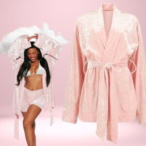 Pink Velvet Baby Boxer Robe (Robe Only) in Strawberry Ice Cream
